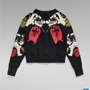 G Star Raw LookBook Print Black & Red Graphic Women's Sweater/Sweatshirt SM NWT